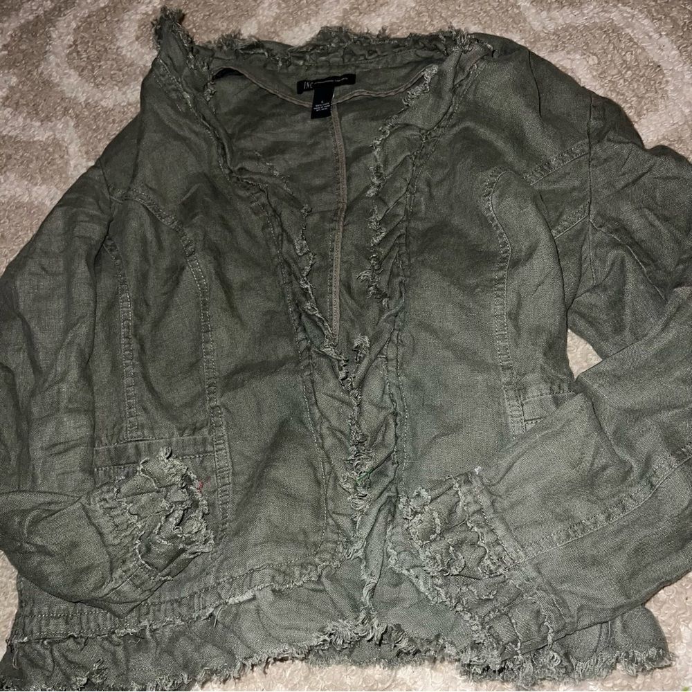 INC Women's Green Distressed Jacket